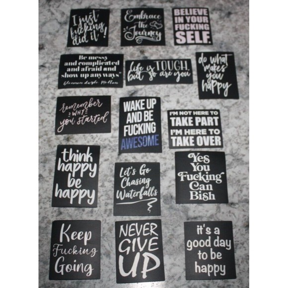 61 Pcs Inspirational Words Decorative Stickers For Laptops, Water Bottle… - Picture 1 of 3